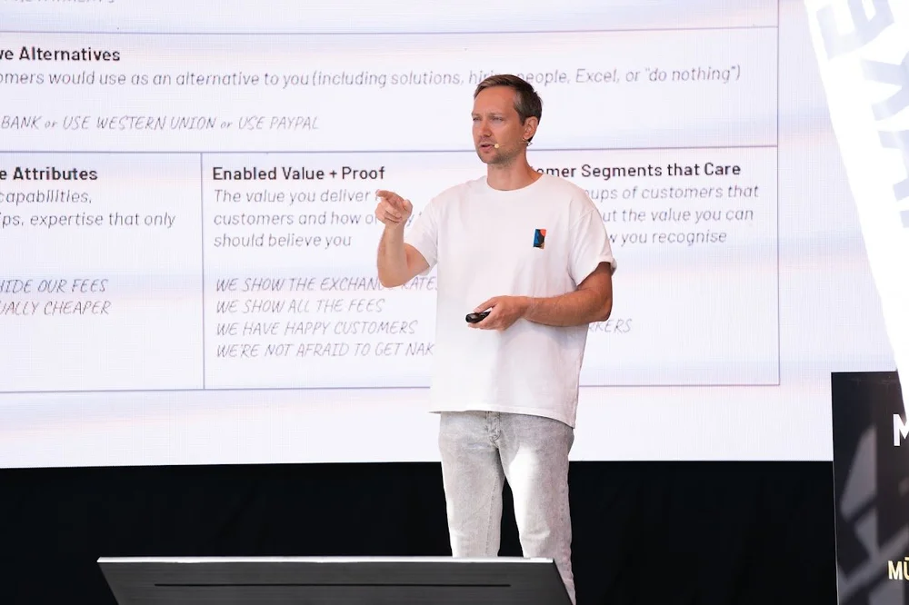 Marek Unt presenting a positioning workshop